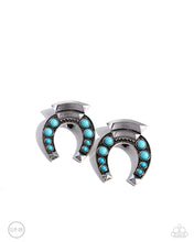 Load image into Gallery viewer, Harmonious Horseshoe - Blue clip-on earring B036
