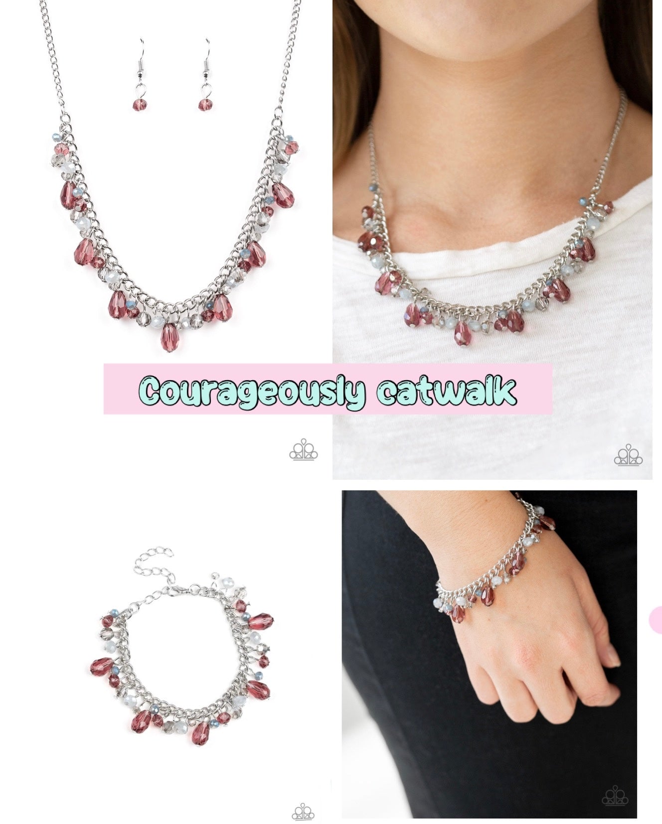 Courageously Catwalk - Purple necklace plus matching bracelet Catwalk Crawl 571