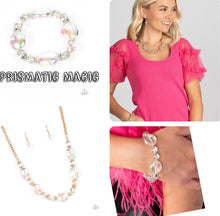 Load image into Gallery viewer, Prismatic Magic - Gold necklace plus matching bracelet Iridescent Illusions C017
