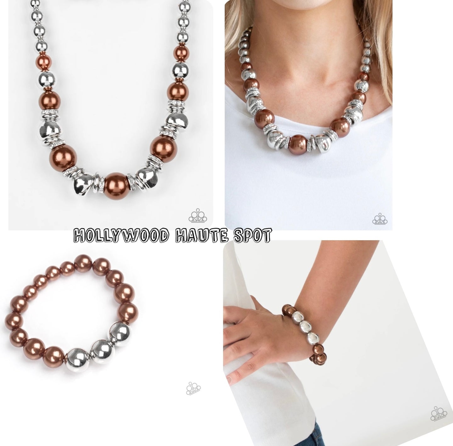 Hollywood HAUTE Spot - brown necklace plus matching bracelet All Dressed Uptown  brown B094