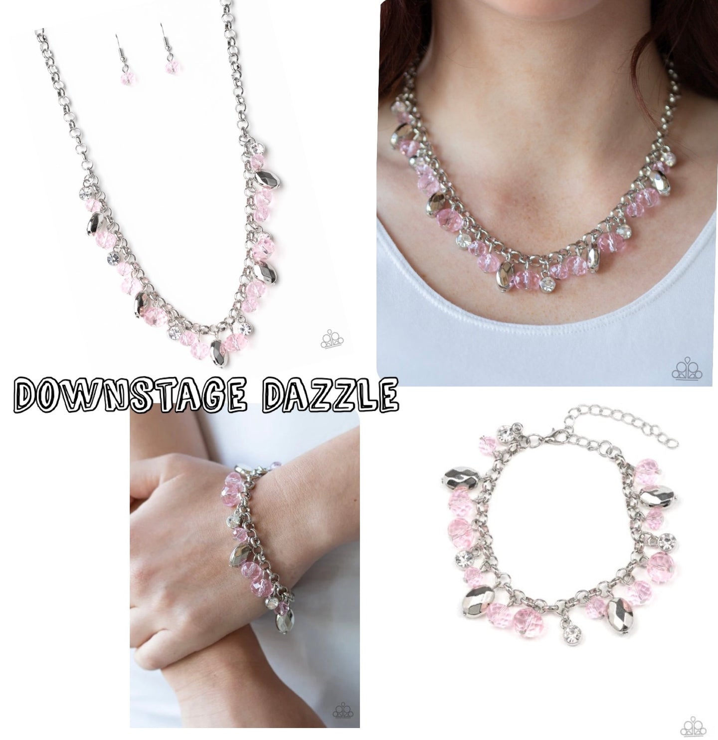 Downstage Dazzle - Pink necklace plus matching bracelet Dazing Dazzle 1629