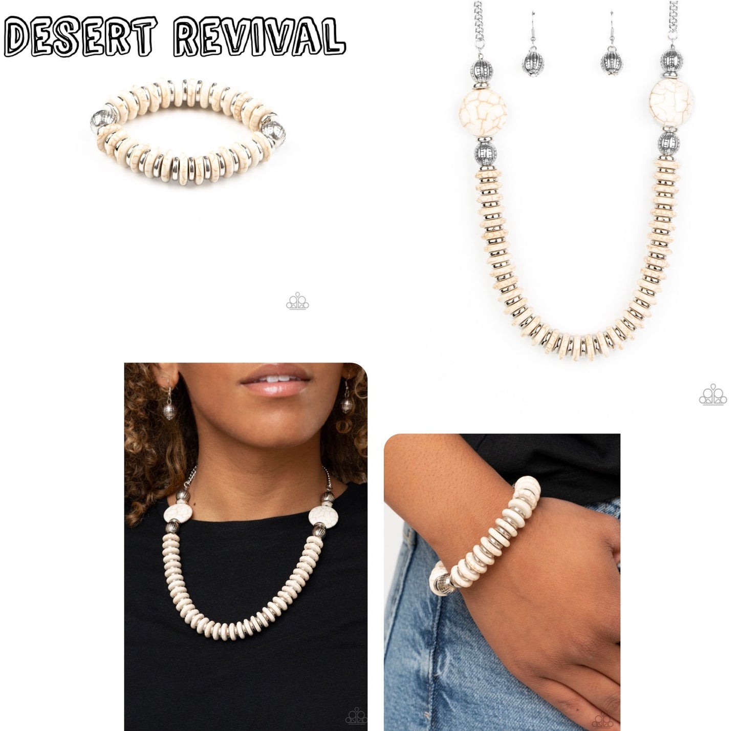 Desert Revival - White necklace plus matching bracelet Eco Experience 527