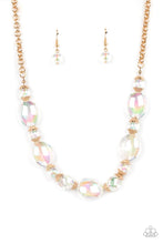 Load image into Gallery viewer, Prismatic Magic - Gold necklace plus matching bracelet Iridescent Illusions C017
