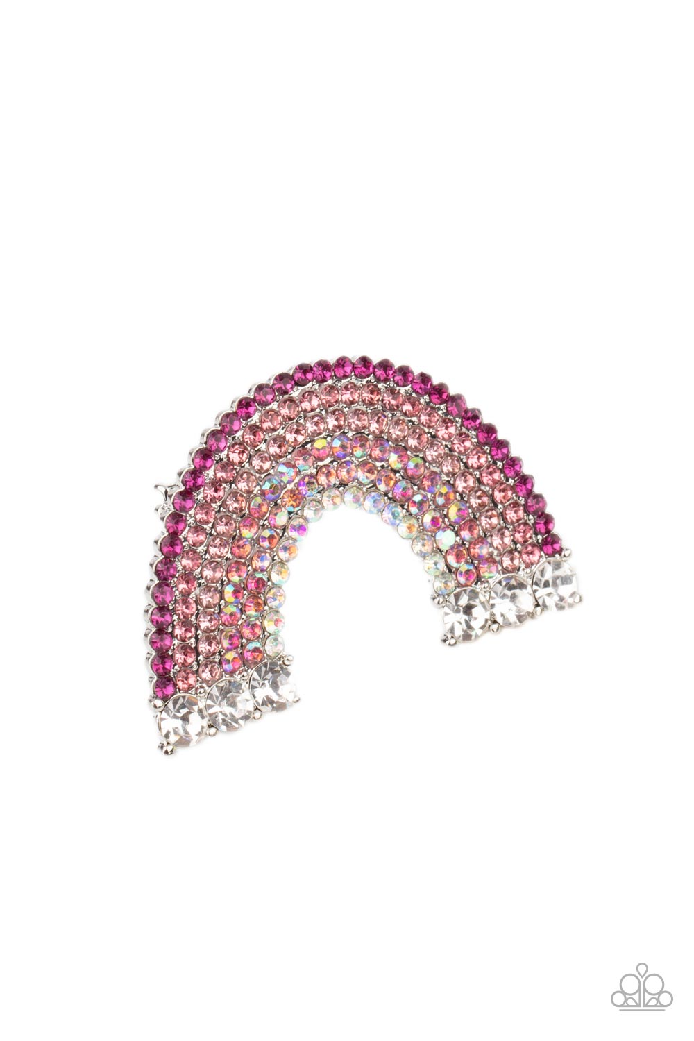 Somewhere Over The RHINESTONE Rainbow - Pink hair clip B127