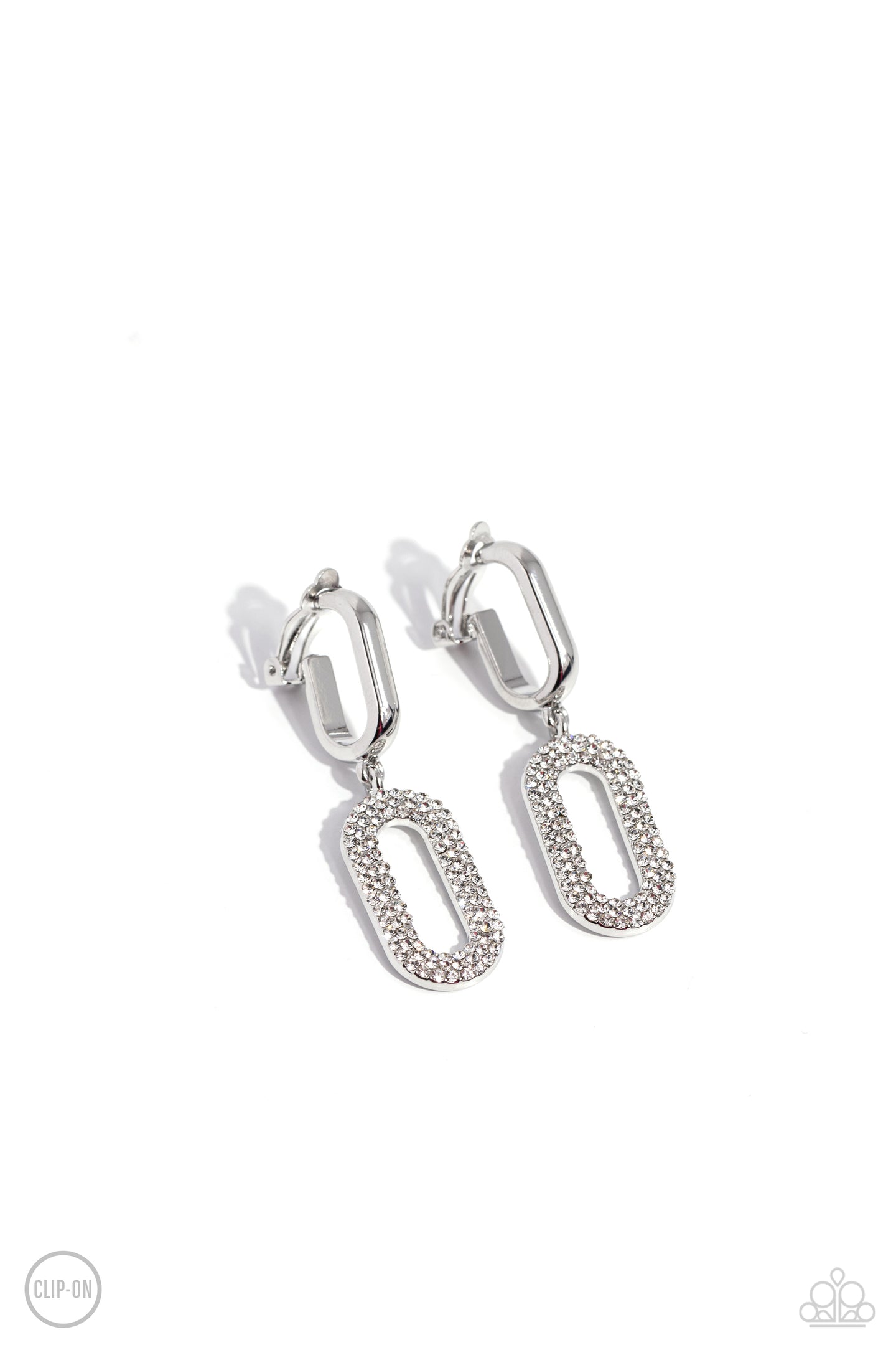 Linked Luxury - White clip-on earring A039